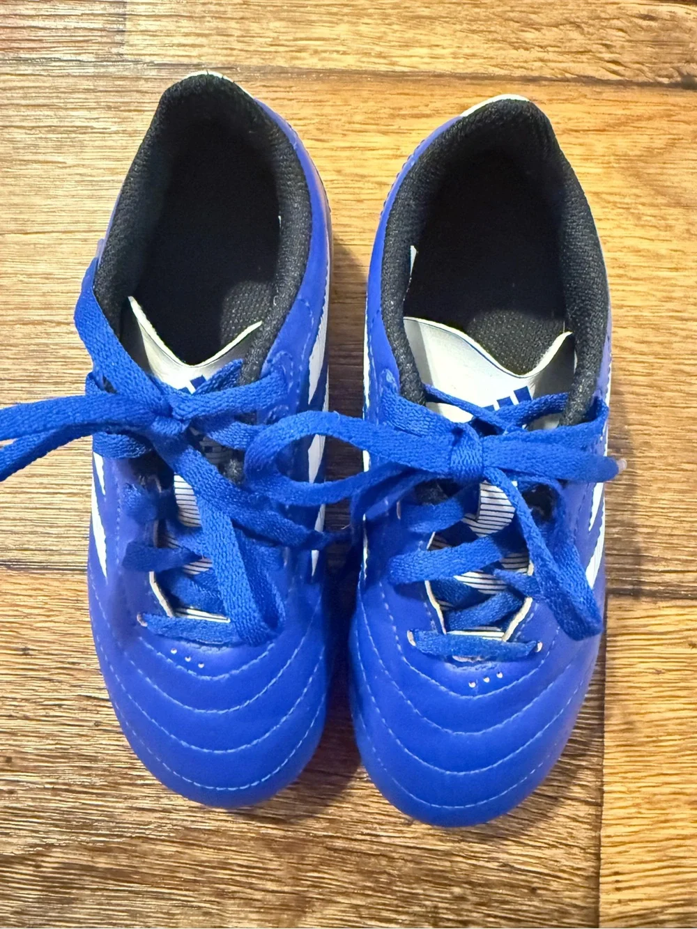 Adidas Kids Blue Soccer cleats with White Stripes- size: 12